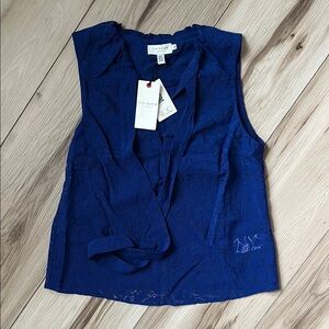 Ted Baker London Blue Sleeveless Tie Front Blouse